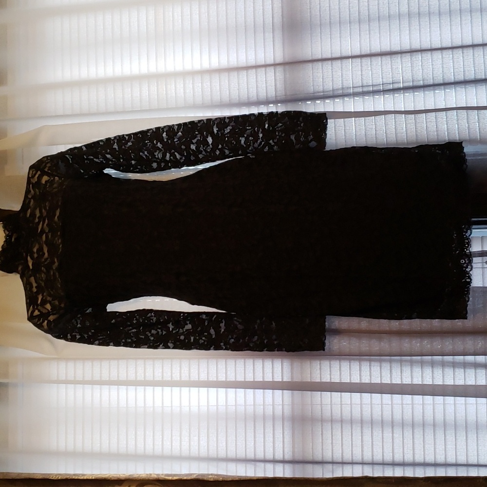 Little black lace dress with back cutout